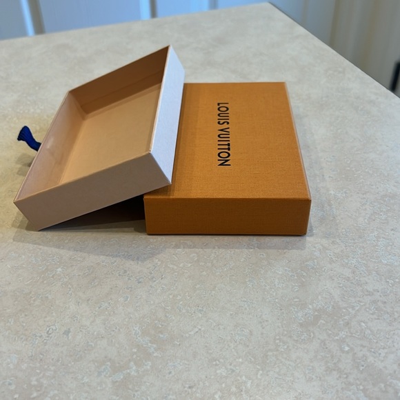 Original LV Luis Vuitton Shopping Gift Box, Orange with Blue Ribbon Pull Tab - Picture 4 of 5